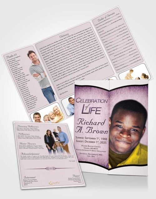 Obituary Funeral Template Gatefold Memorial Brochure Ocean Bliss