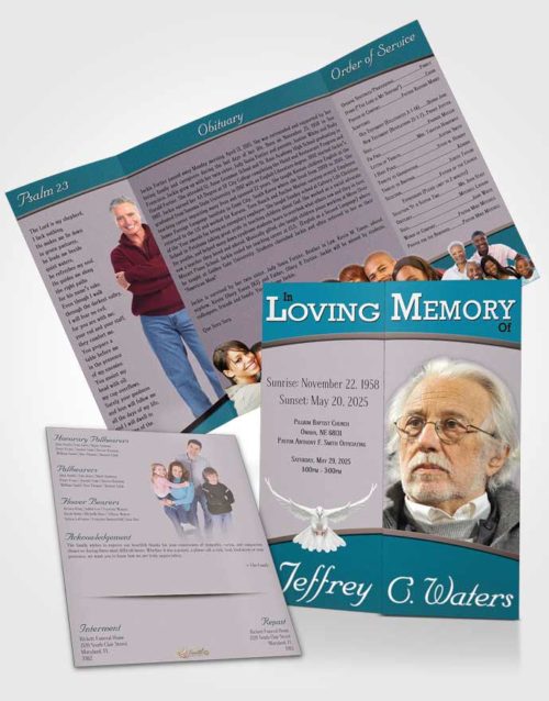 Obituary Funeral Template Gatefold Memorial Brochure Ocean Clarity