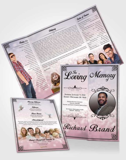 Obituary Funeral Template Gatefold Memorial Brochure Ocean Class Light
