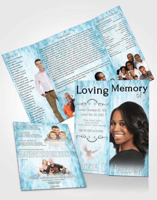 Obituary Funeral Template Gatefold Memorial Brochure Ocean Harmonics