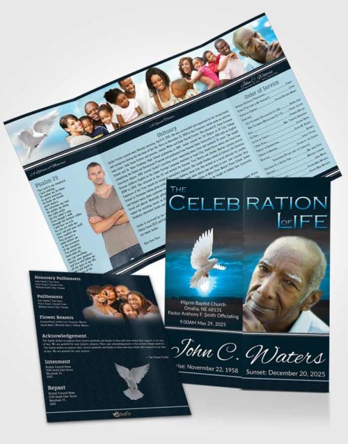 Obituary Funeral Template Gatefold Memorial Brochure Oceans Higher Power