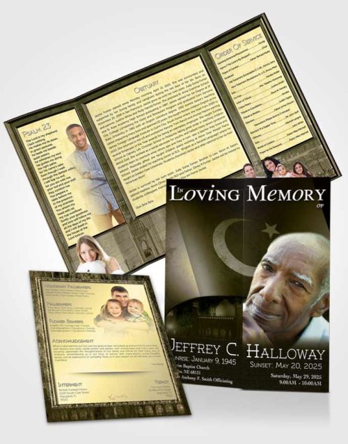 Obituary Funeral Template Gatefold Memorial Brochure Pakistanian Golden Love