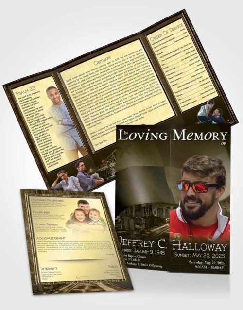 Obituary Funeral Template Gatefold Memorial Brochure Panamanian Golden City