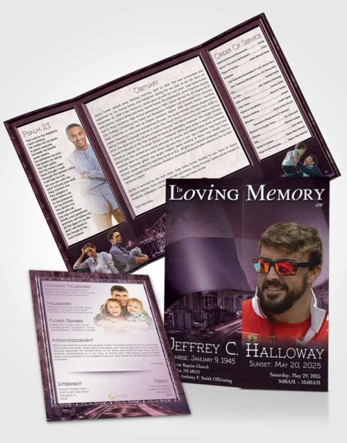 Obituary Funeral Template Gatefold Memorial Brochure Panamanian Lavender City