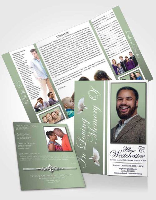 Obituary Funeral Template Gatefold Memorial Brochure Passionate Radiance