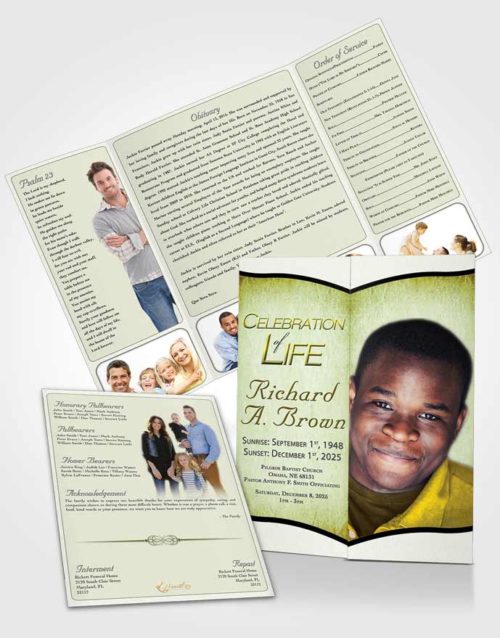Obituary Funeral Template Gatefold Memorial Brochure Peaceful Bliss