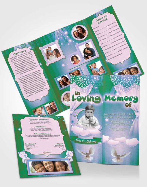 Obituary Funeral Template Gatefold Memorial Brochure Peaceful Childrens Innocence