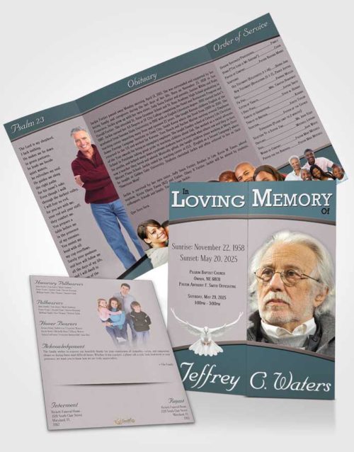 Obituary Funeral Template Gatefold Memorial Brochure Peaceful Clarity
