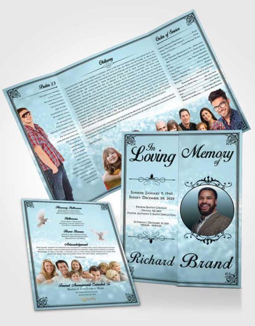 Obituary Funeral Template Gatefold Memorial Brochure Peaceful Class Light