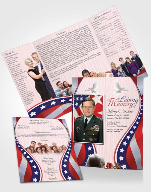 Obituary Funeral Template Gatefold Memorial Brochure Peaceful Military Honors