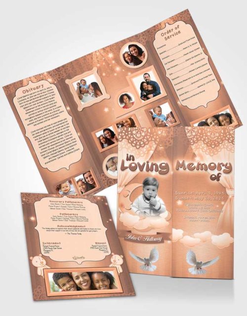 Obituary Funeral Template Gatefold Memorial Brochure Peach Love Childrens Innocence