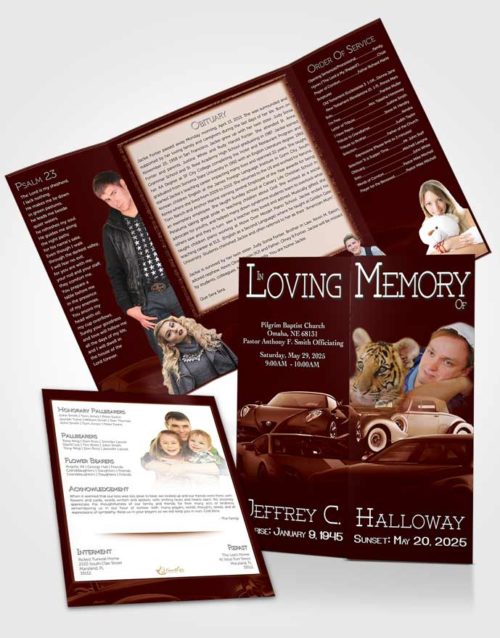 Obituary Funeral Template Gatefold Memorial Brochure Peach Mountain Car Enthusiast