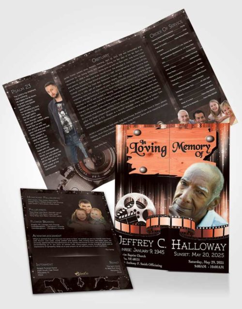 Obituary Funeral Template Gatefold Memorial Brochure Peachy Star Media Pro