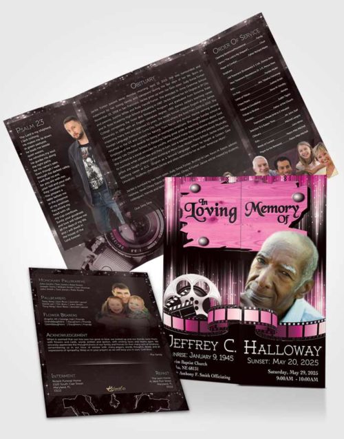 Obituary Funeral Template Gatefold Memorial Brochure Pink Star Media Pro