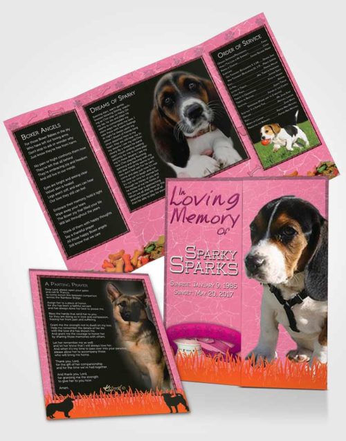 Obituary Funeral Template Gatefold Memorial Brochure Pinky Sparky the Dog