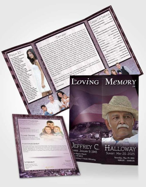 Obituary Funeral Template Gatefold Memorial Brochure Puerto Rican Lavender Waters