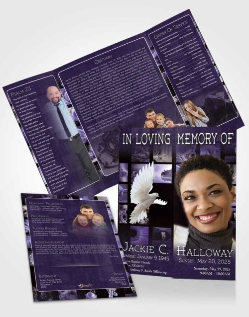 Obituary Funeral Template Gatefold Memorial Brochure Purple Desire Photographers Dream