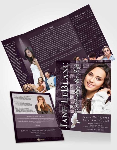 Obituary Funeral Template Gatefold Memorial Brochure Remarkable Passion