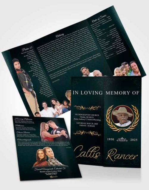 Obituary Funeral Template Gatefold Memorial Brochure Restful Desire