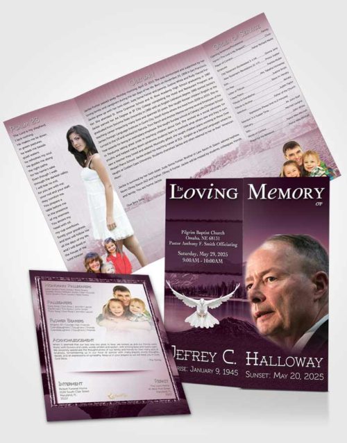 Obituary Funeral Template Gatefold Memorial Brochure Rubellite Summer Lake
