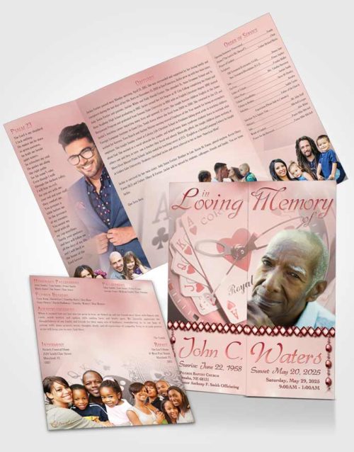 Obituary Funeral Template Gatefold Memorial Brochure Ruby Aces
