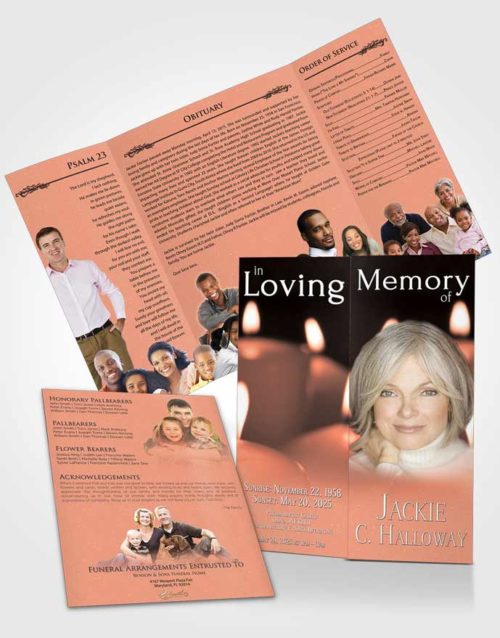 Obituary Funeral Template Gatefold Memorial Brochure Ruby Candles In The Wind