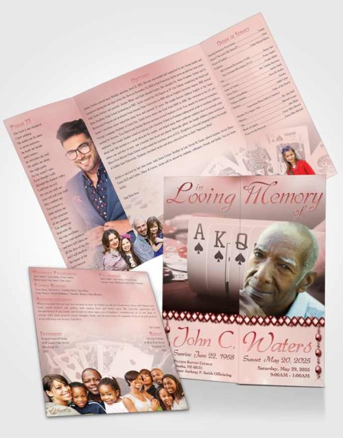 Obituary Funeral Template Gatefold Memorial Brochure Ruby Cards