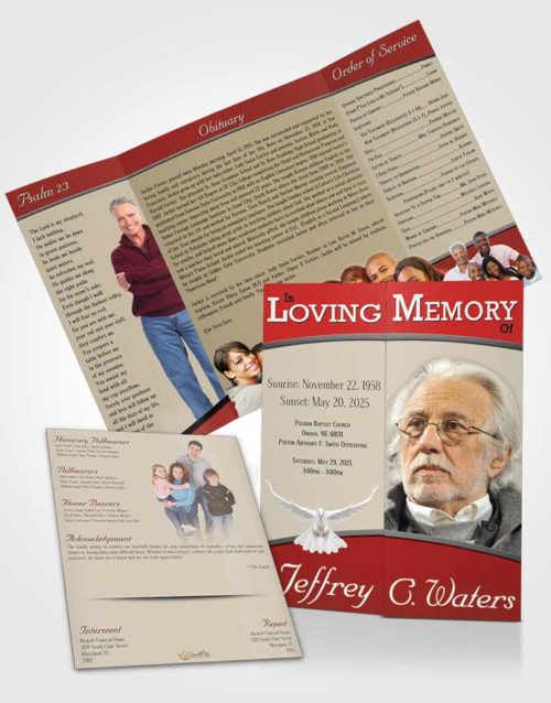 Obituary Funeral Template Gatefold Memorial Brochure Ruby Clarity