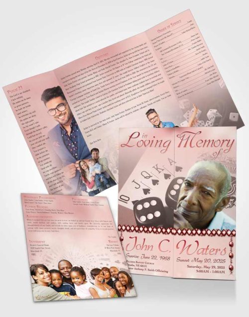 Obituary Funeral Template Gatefold Memorial Brochure Ruby Double Down