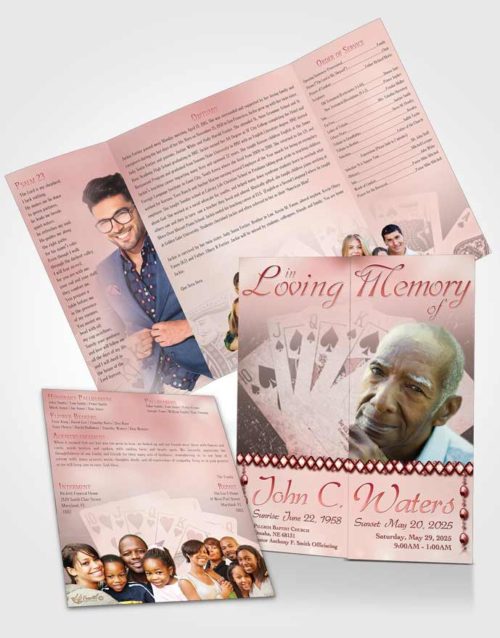 Obituary Funeral Template Gatefold Memorial Brochure Ruby King of Hands