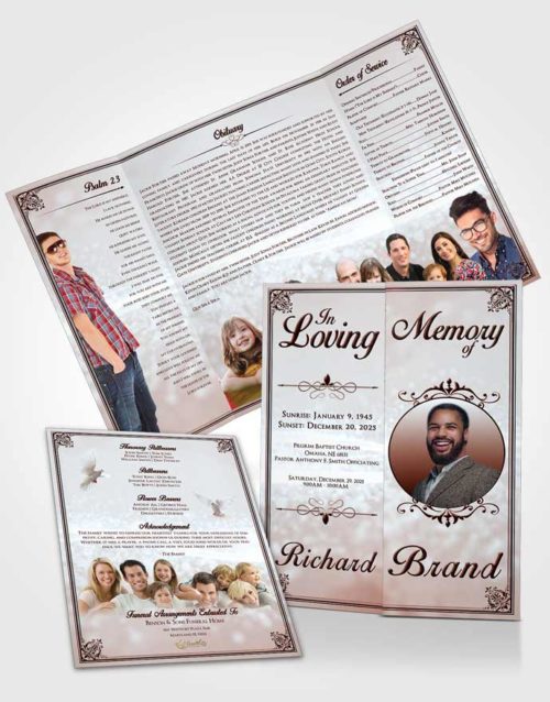 Obituary Funeral Template Gatefold Memorial Brochure Ruby Love Class Light