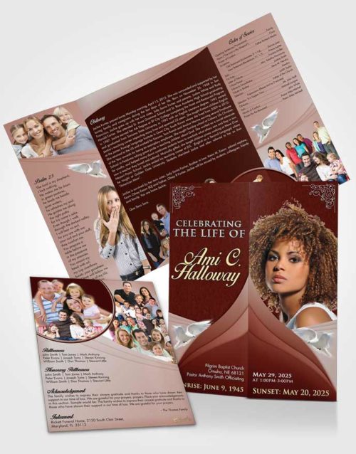 Obituary Funeral Template Gatefold Memorial Brochure Ruby Love Magnificence
