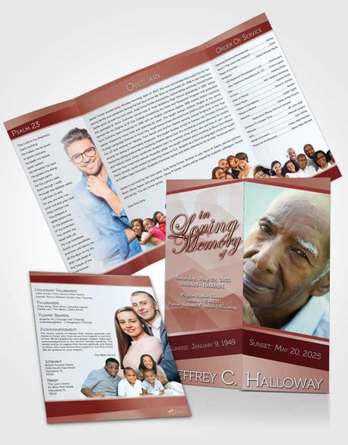 Obituary Funeral Template Gatefold Memorial Brochure Ruby Love Tranquility Light