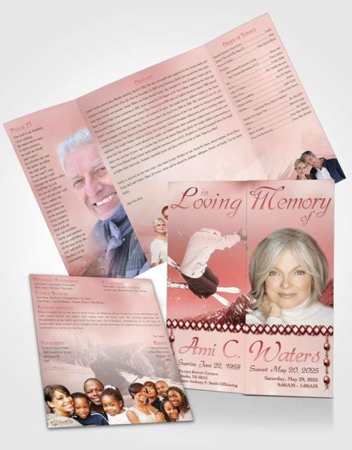 Obituary Funeral Template Gatefold Memorial Brochure Ruby Ski Jumping