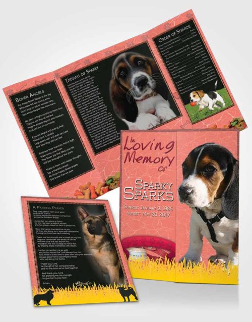 Obituary Funeral Template Gatefold Memorial Brochure Ruby Sparky the Dog