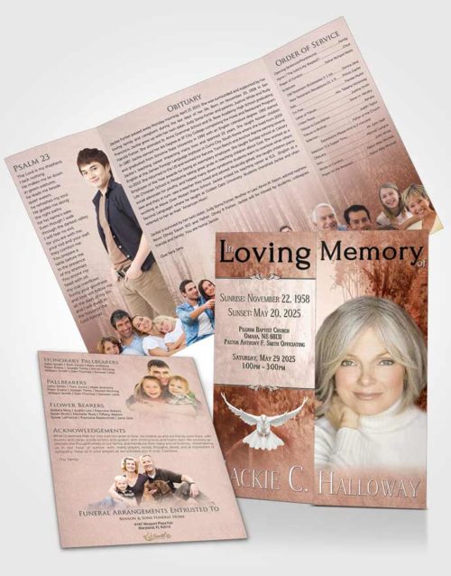 Obituary Funeral Template Gatefold Memorial Brochure Ruby Walk in the Woods