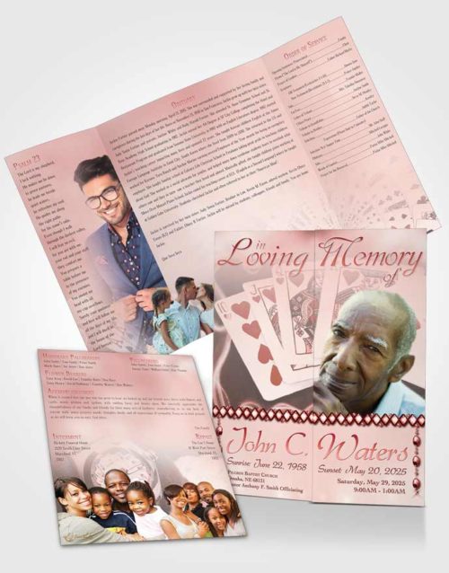 Obituary Funeral Template Gatefold Memorial Brochure Ruby Weekend Card Game