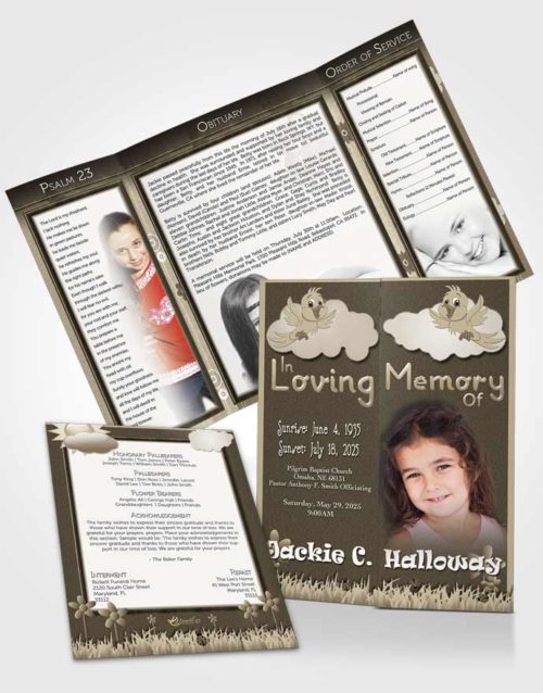 Obituary Funeral Template Gatefold Memorial Brochure Rustic Childs Dream