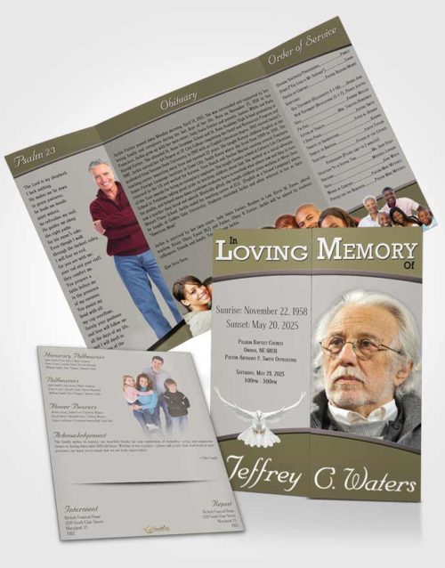 Obituary Funeral Template Gatefold Memorial Brochure Rustic Clarity