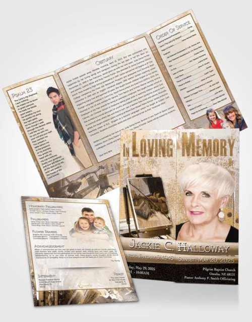 Obituary Funeral Template Gatefold Memorial Brochure Sandy Painters Paradise