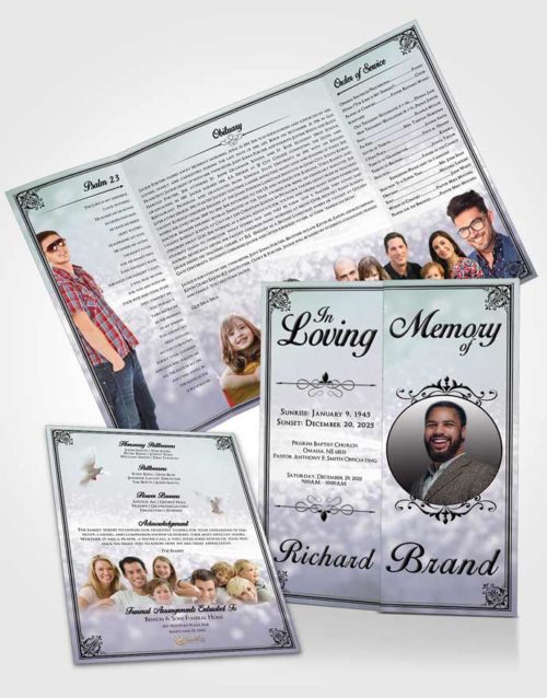 Obituary Funeral Template Gatefold Memorial Brochure Serene Class Light