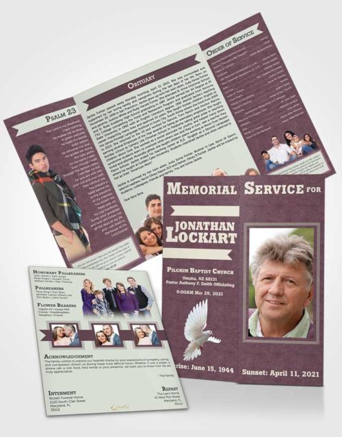 Obituary Funeral Template Gatefold Memorial Brochure Serene Intensity