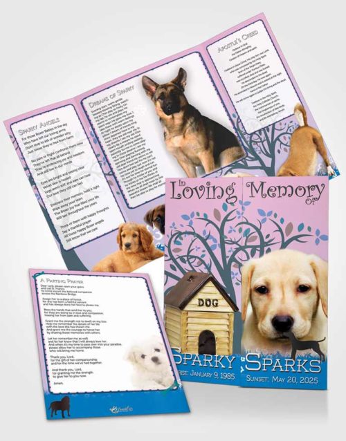 Obituary Funeral Template Gatefold Memorial Brochure Serenity Doggy Heaven