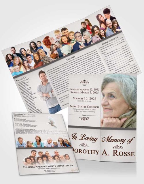 Obituary Funeral Template Gatefold Memorial Brochure Shining Tolerance