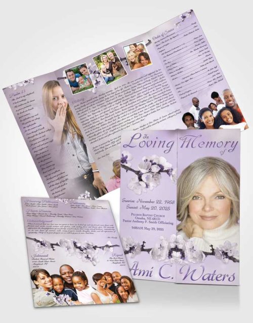 Obituary Funeral Template Gatefold Memorial Brochure Simple Beauty Lavender Honor