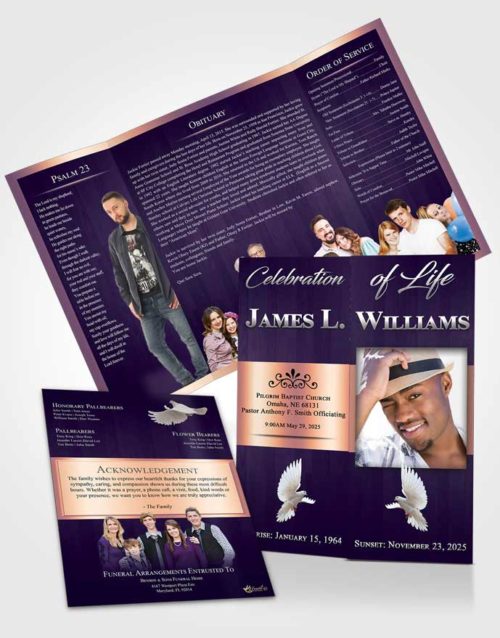 Obituary Funeral Template Gatefold Memorial Brochure Smooth Force