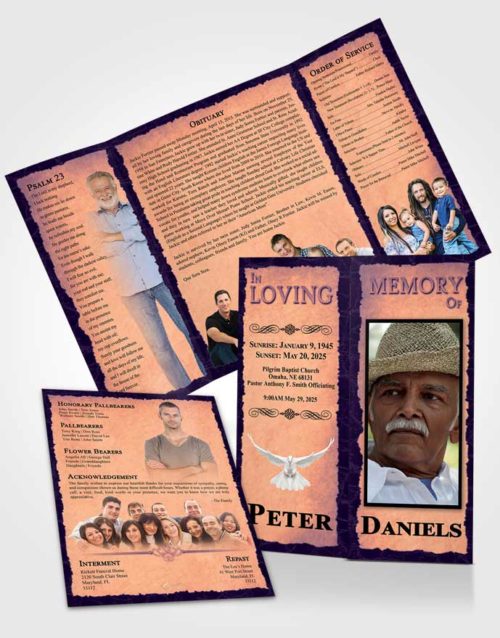 Obituary Funeral Template Gatefold Memorial Brochure Smooth Outback