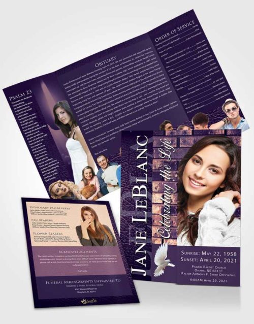 Obituary Funeral Template Gatefold Memorial Brochure Smooth Passion