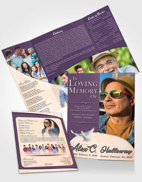 Obituary Funeral Template Gatefold Memorial Brochure Smooth Peace of Mind
