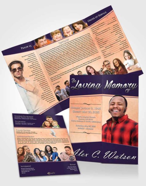 Obituary Funeral Template Gatefold Memorial Brochure Smooth Vitality